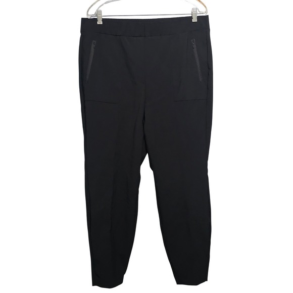 Lane Bryant Pants - Lane Bryant Black Blend Pull On Tapered Pants Womens 16 High Rise Zip Pocket B2